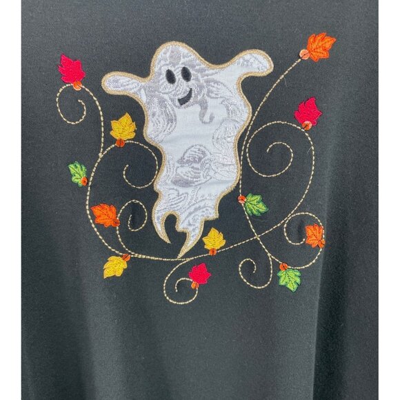 Mercer Street Studio Womens Size Large Black Long Sleeve Shirt Halloween Ghost - Picture 2 of 5